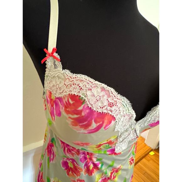 Victoria's Secret Floral Lace Built in Bra Slip Babydoll Teddy Slip Lingerie 36D - Picture 6 of 13